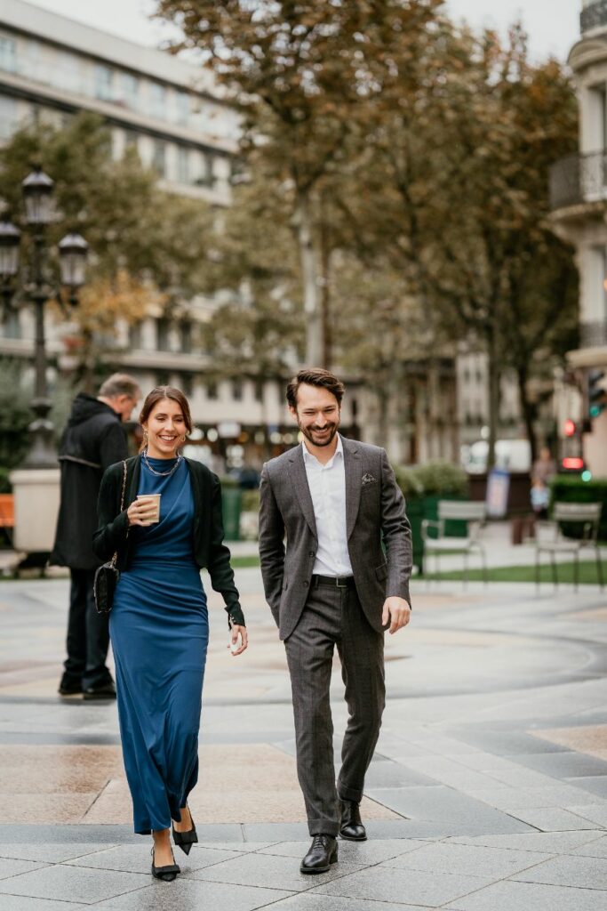 Wedding guests arriving for a city hall wedding near Paris